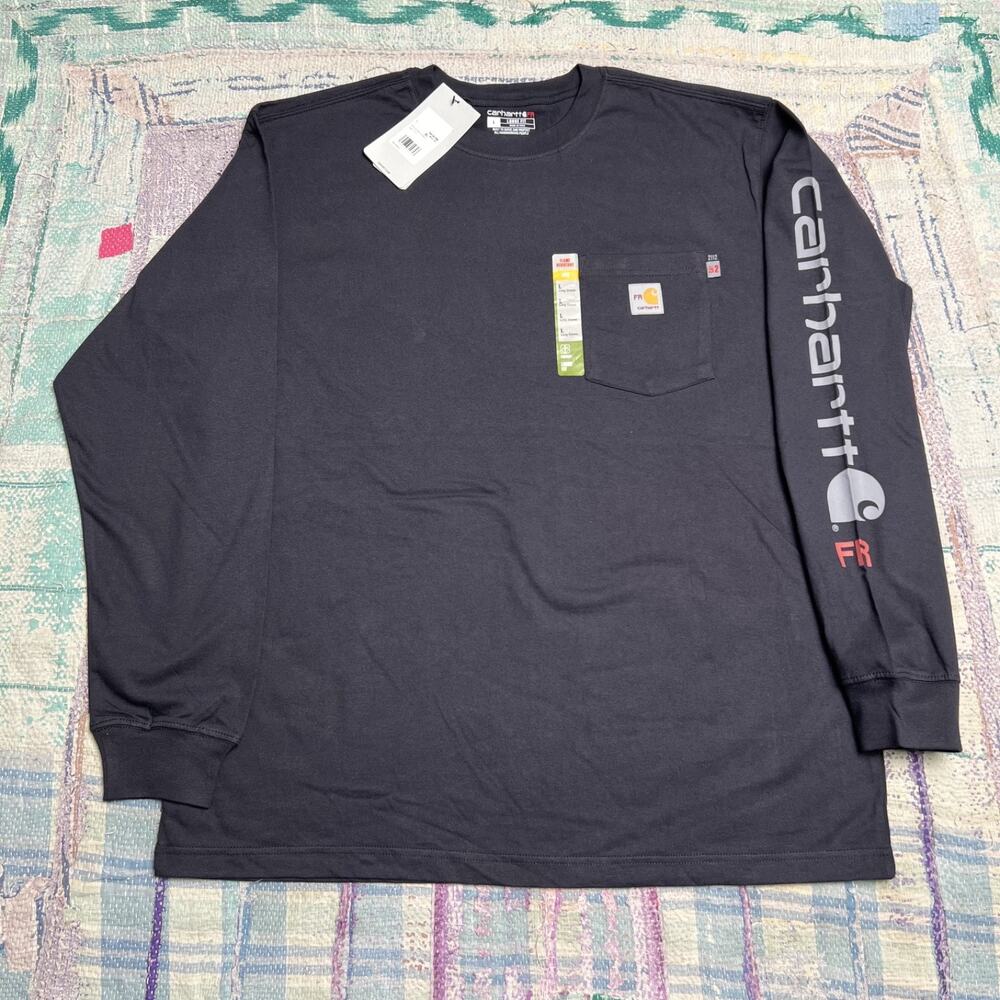 NWT Carhartt FR Force Men's Flame Resistant Pocket Long Sleeve Tee Black L Loose